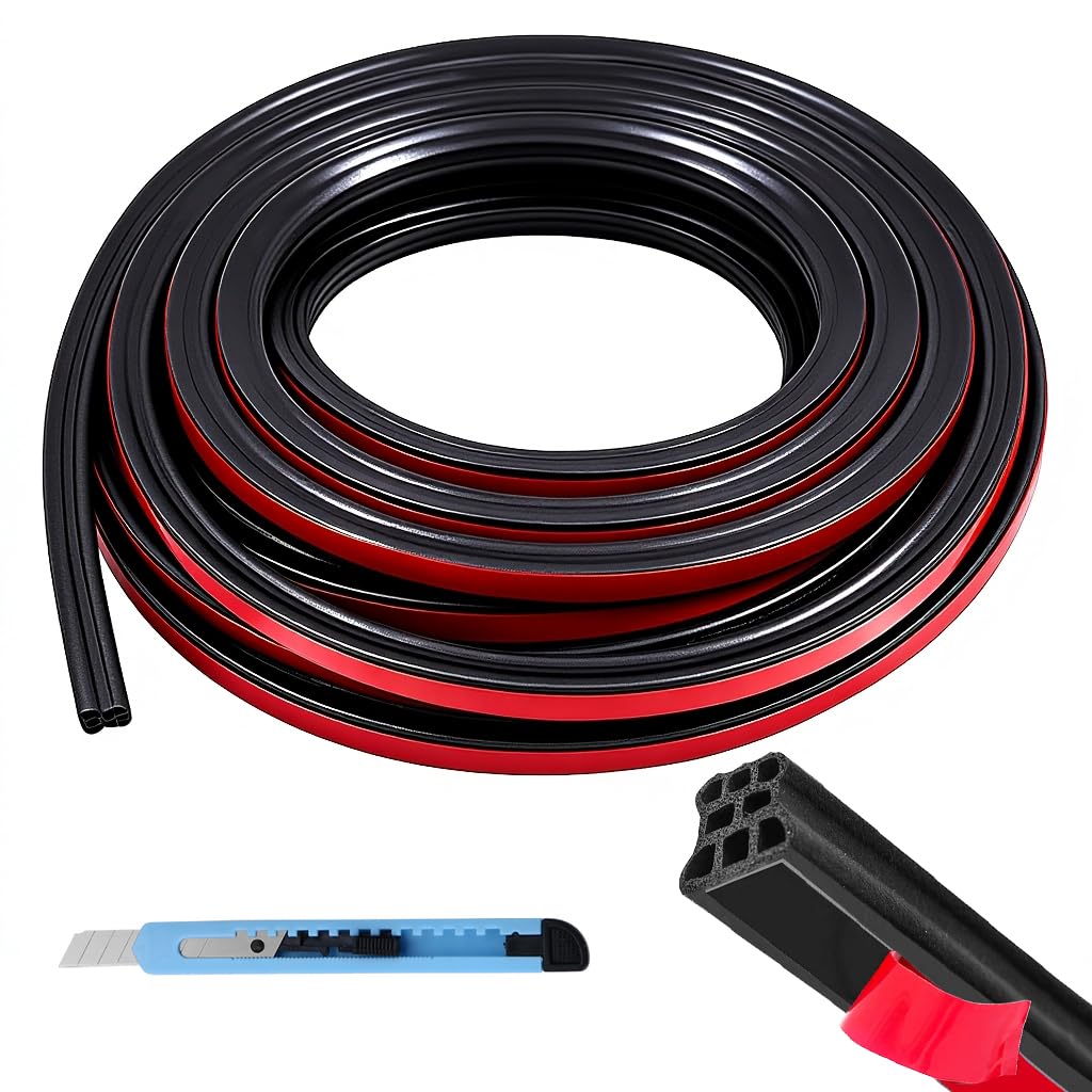 STHIRA®16.4'' Thickened Automotive Weather Stripping, Three-Layer 8-Hole Car Door Seal Strip Self Adhesive Weather Strip