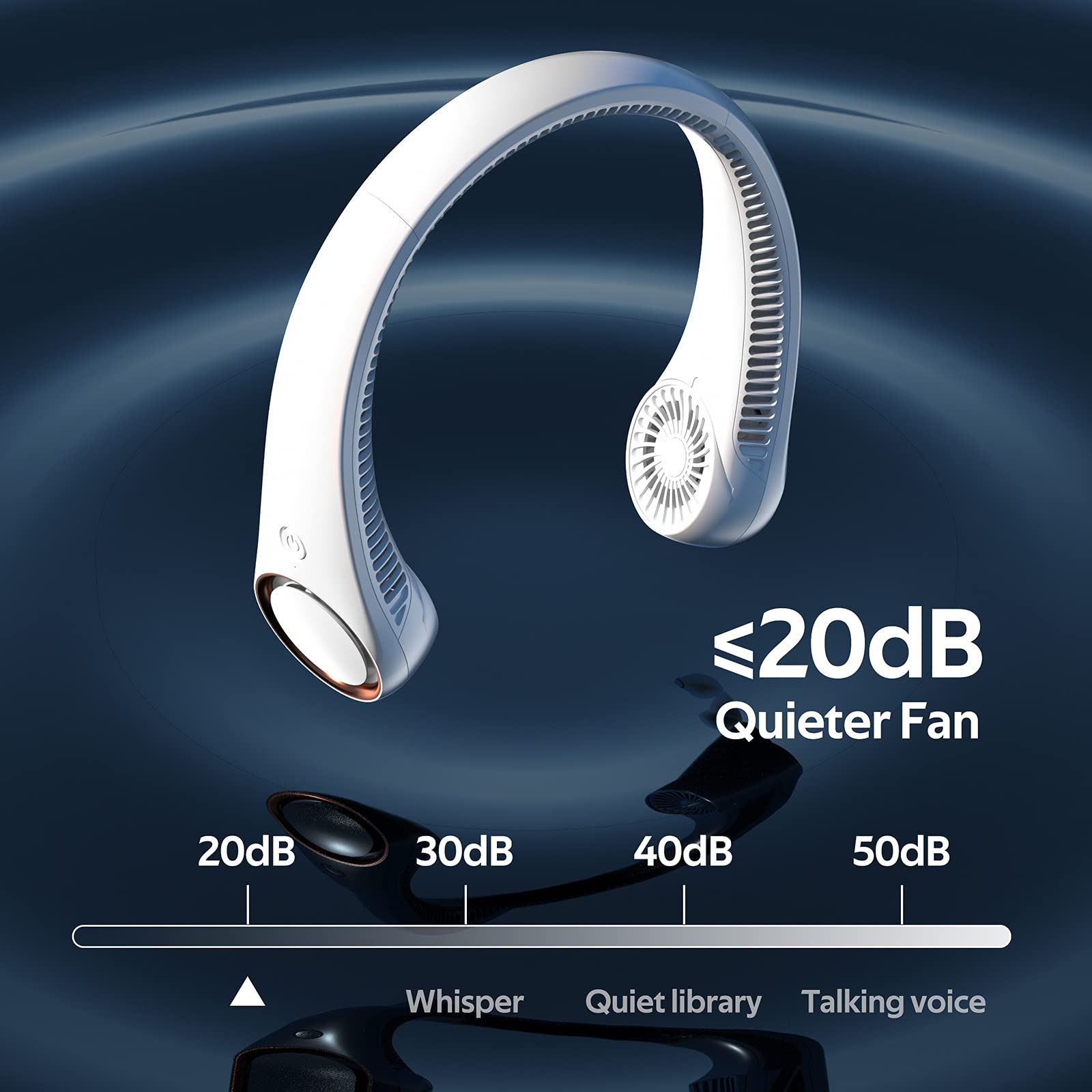 Draagbare nekventilator, handsfree bladloze ventilator, 360° koelende persoonlijke ventilator, draagbare stille ventilator voor buiten binnen, verjaardagscadeaus voor mannen vrouwen mama papa, 4000mAh