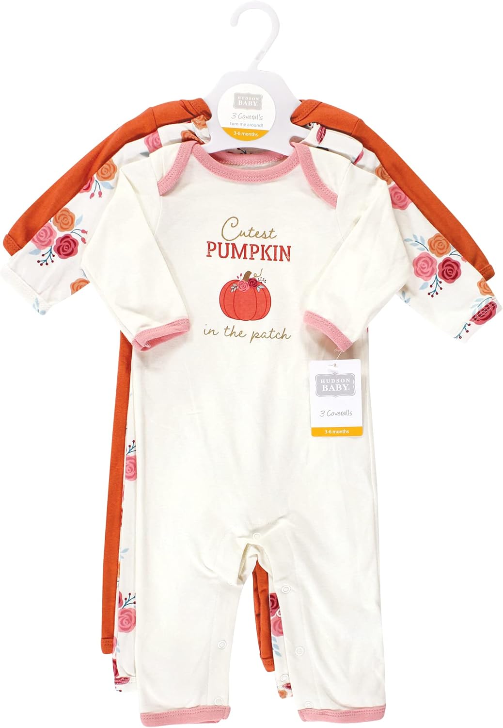 Hudson Baby Girls Unisex Cotton Coveralls, Cutest Pumpkin, 12-18 Months, Cutest Pumpkin, 12-18 Months US - Image 2