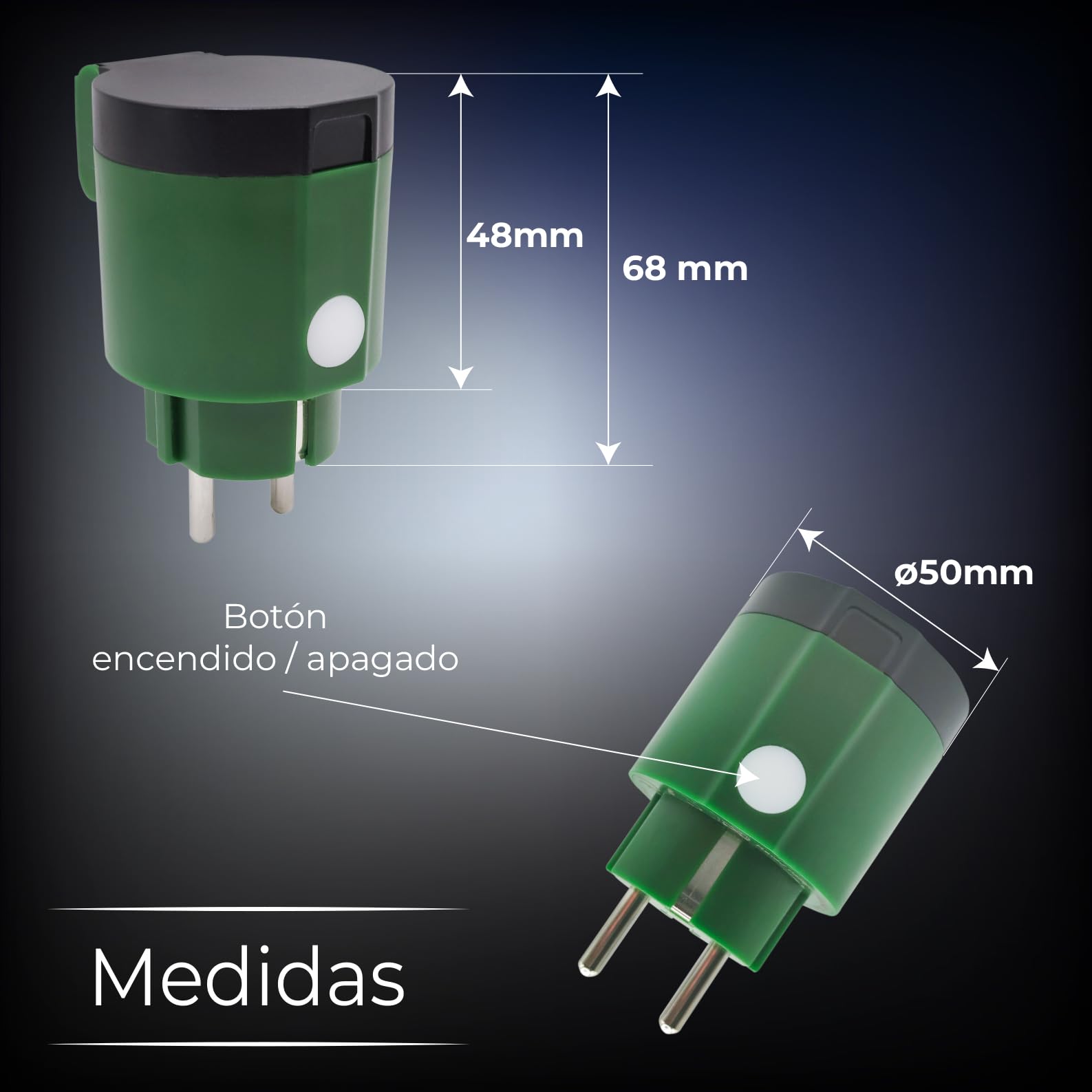 LED ATOMANT Presa WiFi Esterno Rotondo Verde 16A IP44 App Smart Life | Compatibile con Alexa e Google Assistant, App Smart Life e Tuya