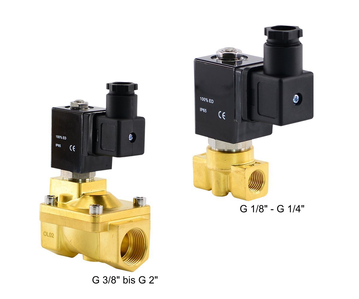 Fittingstore – Magnetventil stromlos geschlossen aus Messing für Druckluft, Wasser, Öl und Gas Elektromagnetventil 230 V AC / 12 V DC / 24 VAC / 24 V DC (Spannung: 230V AC, Gewinde: G 1 1/4")