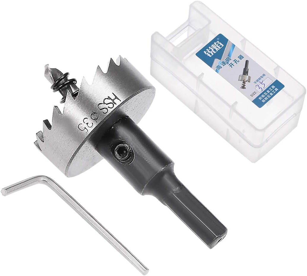 Sourcingmap 35mm HSS Drill Bit Hole Saw Cutter for Metal Alloy Wood, black, silver - Image 4