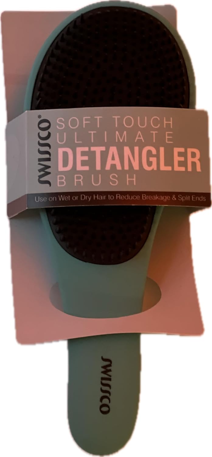 Swissco Soft Touch Detangling Hair Brush for Natural, Curly, Wet or Dry Hair (Teal) (Carnation Pink)