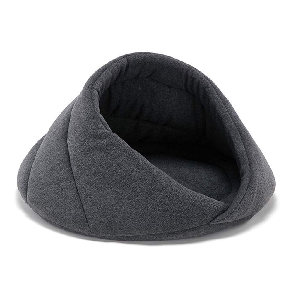 Cama Acogedora De La Cueva del Gato Saco De Dormir De Felpa Suave Y Cálida Cueva Y Cojines para Mascotas Medio Cubierto Canasta De Cama para Perros Calentador Térmico Lavable,Gris,L