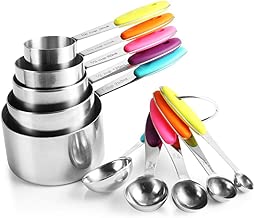 10 Piece Measuring Cups and Spoons Set in Stainless Steel Cooking & Baking