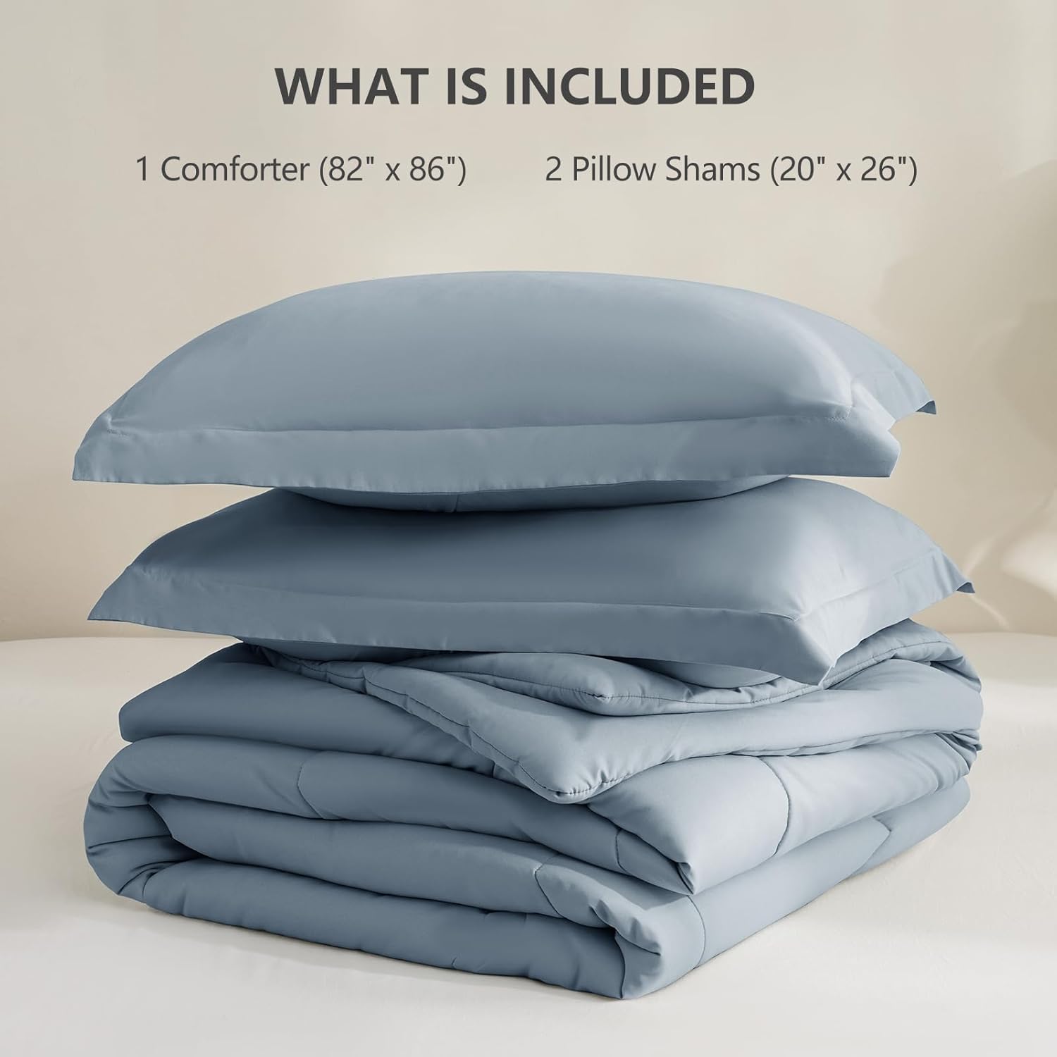 CozyLux Full Size Comforter Sets - Grayish Blue Comforter Full Size, 3 Pieces Box Stitched Bed Set for All Seasons, Soft Lightweight Bedding Sets with 1 Down Alternative Comforter and 2 Pillow Shams - Image 6