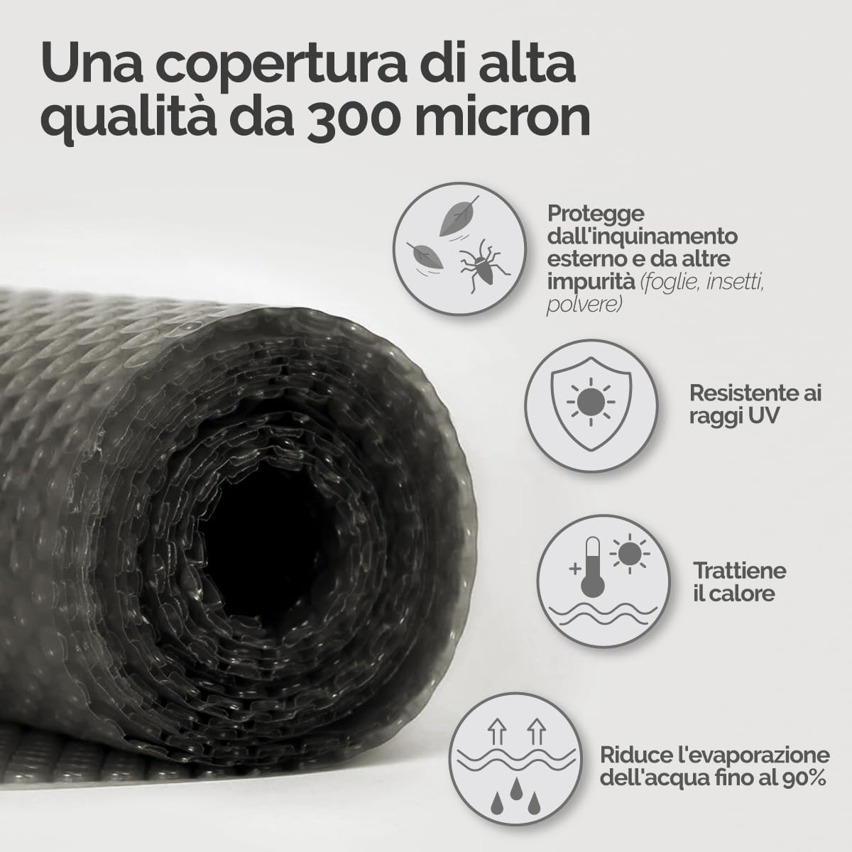Linxor - Copertura Solare su Misura per Piscine - 300 Micron - Grigio - Varie Misure Disponibili