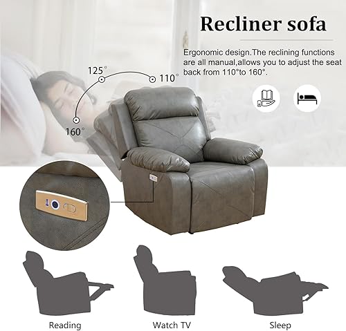 Miniatura 4 de Juego de sofá reclinable de cuero eléctrico con luces LED, juego de muebles de sala de estar, juego de sofá de cuero con puerto USBconsola de