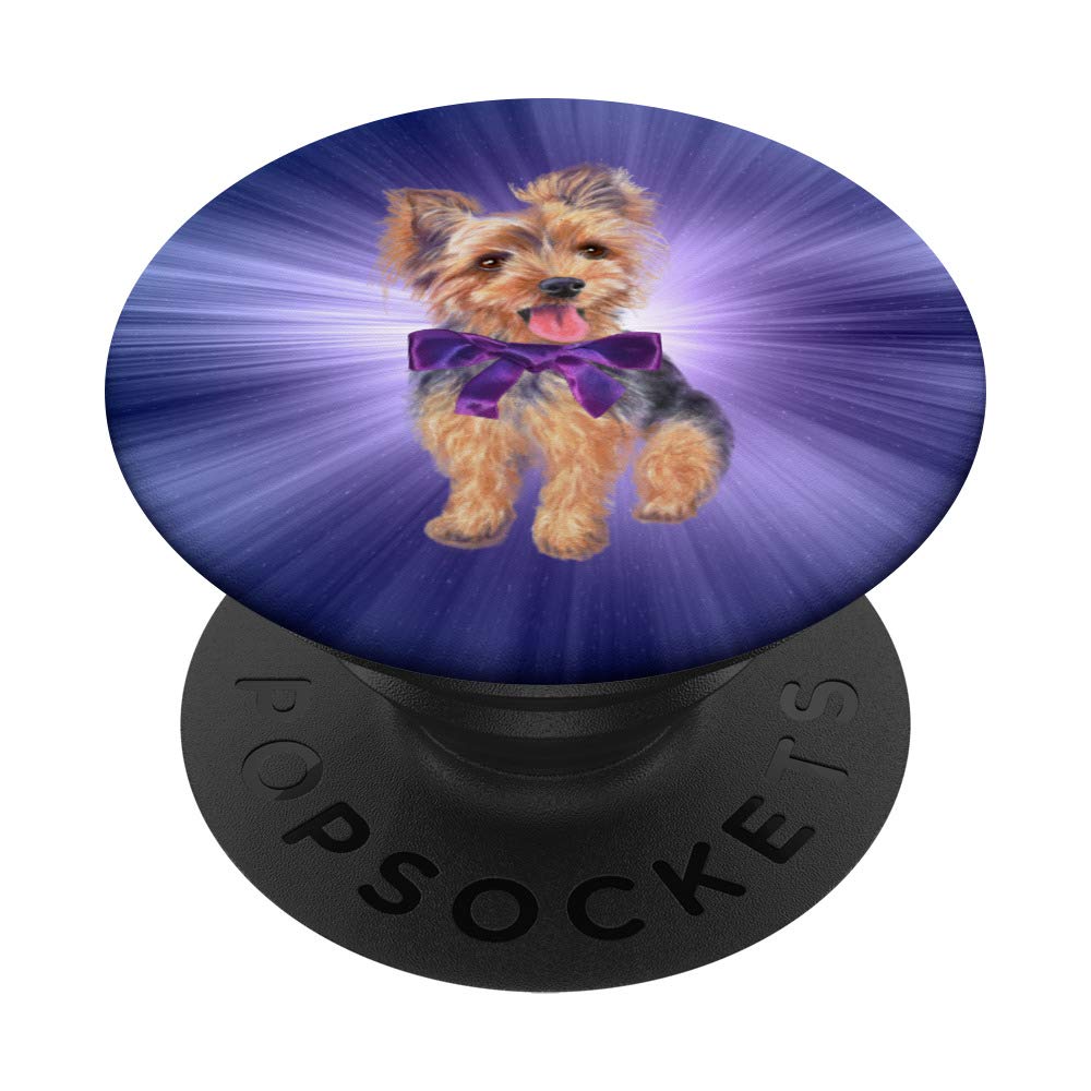 Yorkshire cute puppy yorkie dog purple background PopSockets PopGrip: Swappable Grip for Phones & Tablets