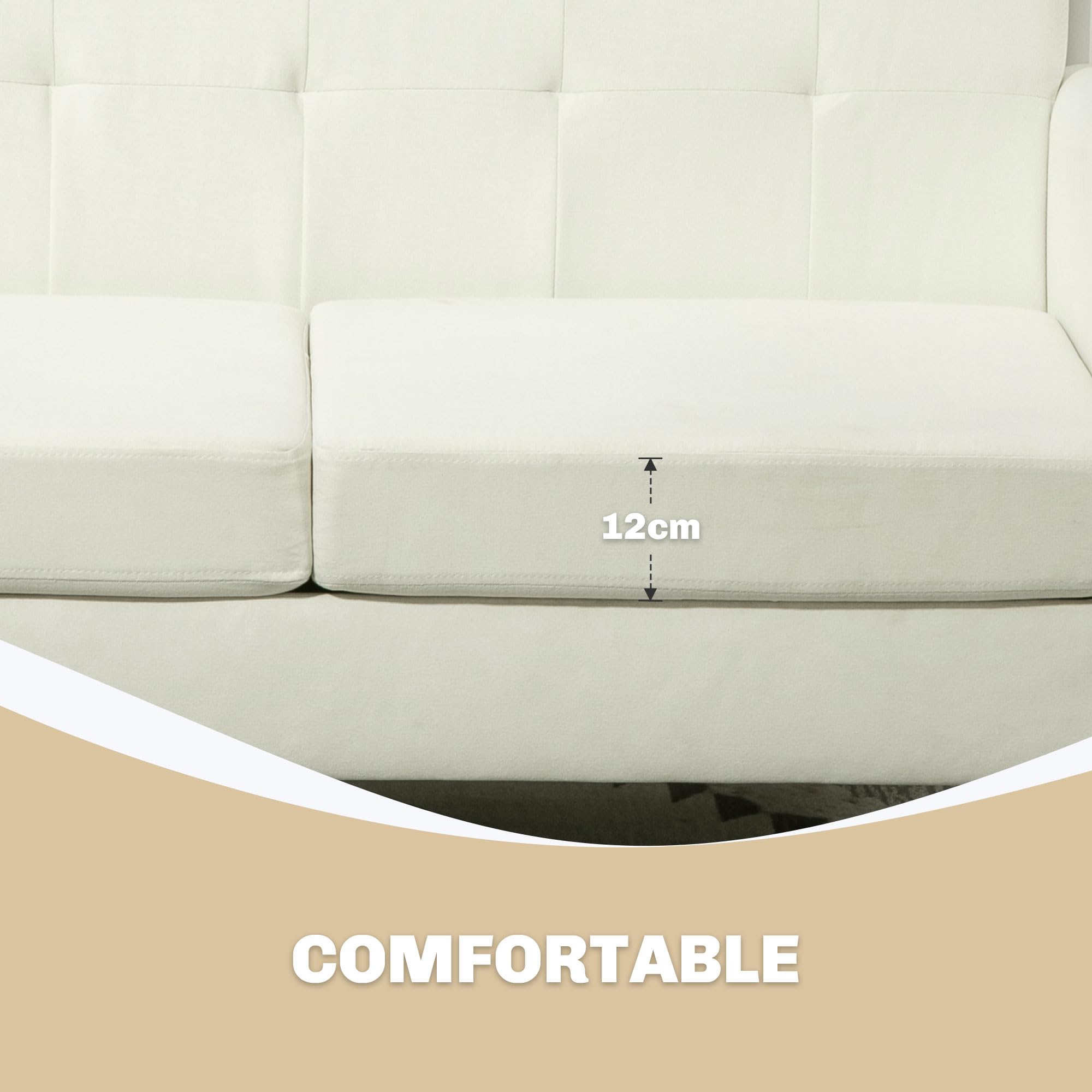 HOMCOM Sofá de 2 Plazas Sofá de Salón Moderno 138,5 cm con Reposabrazos y Patas de Madera Sofá Pequeño para Oficina Sala de Estar Crema