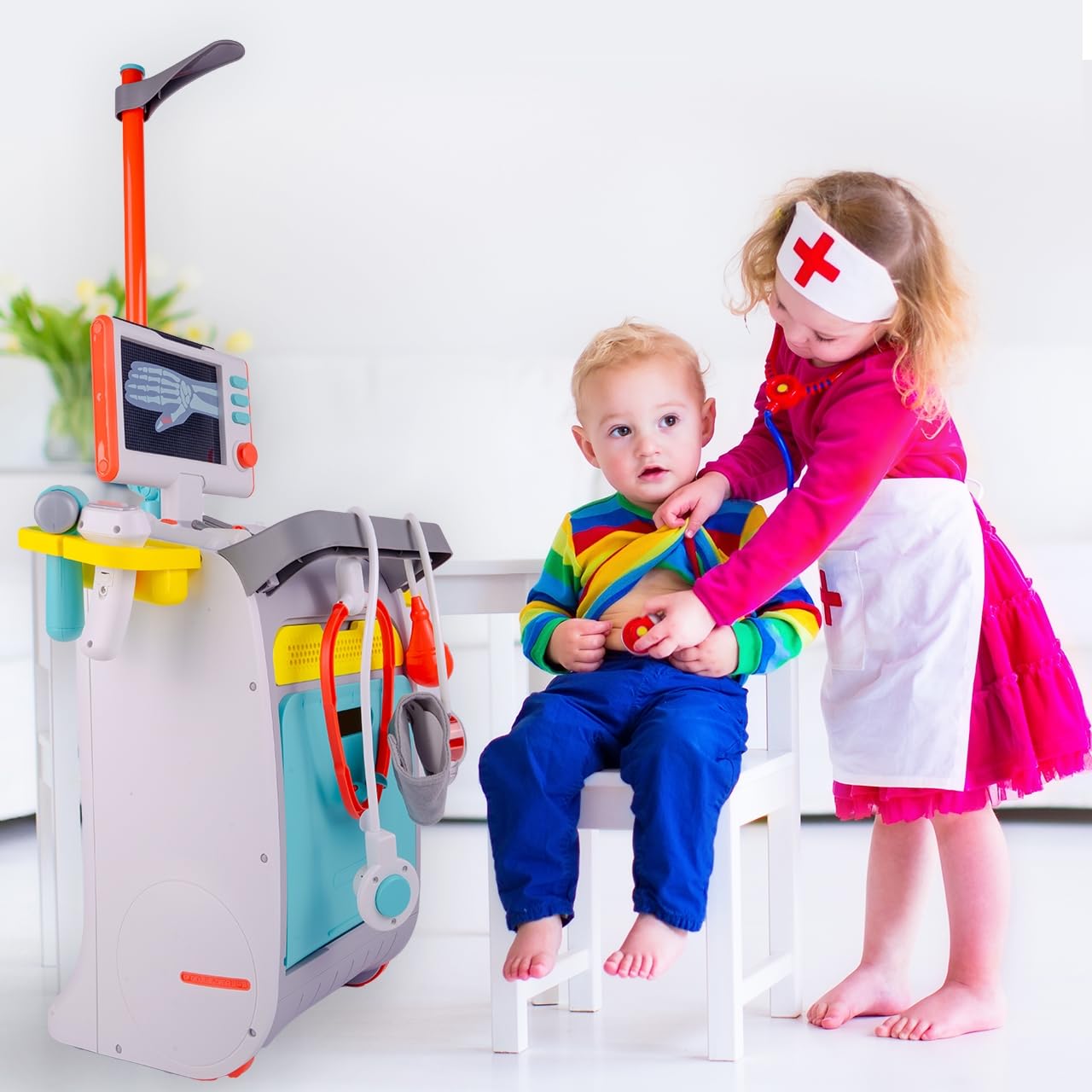 Malplay Arztspielzeuge Set Little Doctor Arztwagen Röntgengerät Stellung des Arztes Rollenspiel Kleiner Arzt Set Kinder ab 3 Jahren