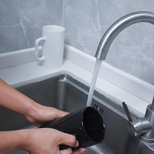 Miniatura 5 de NBABSR Tazas grandes de café negras de 20 onzas, juego de 2 tazas de café altas novedosas, tazas grandes de cerámica lisas con mango único para
