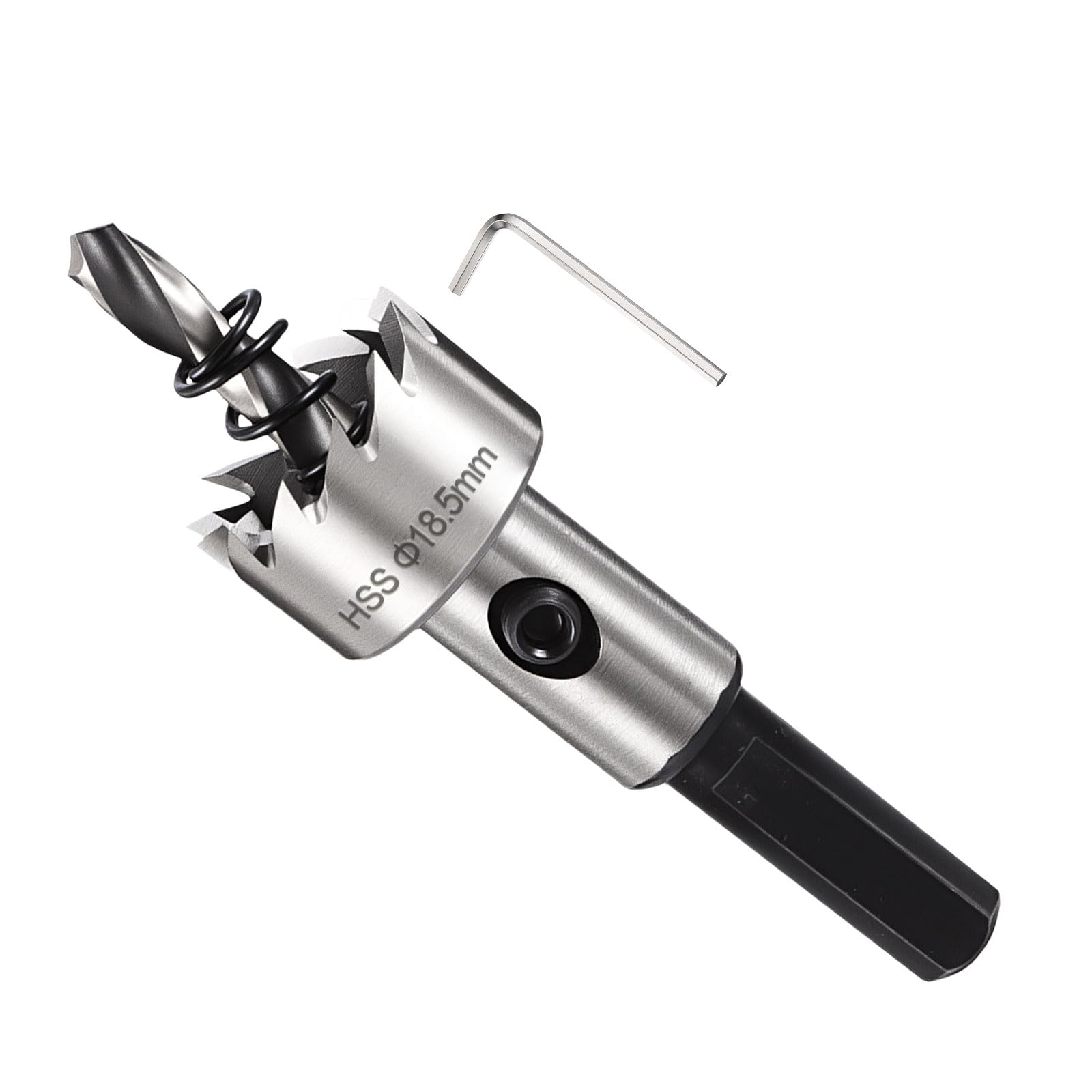 METALLIXITY Hole Saw 18.5mm (23/32"), M2 High Speed Steel Hole Cutter with Center Drill Bit, Hex Key and Spring