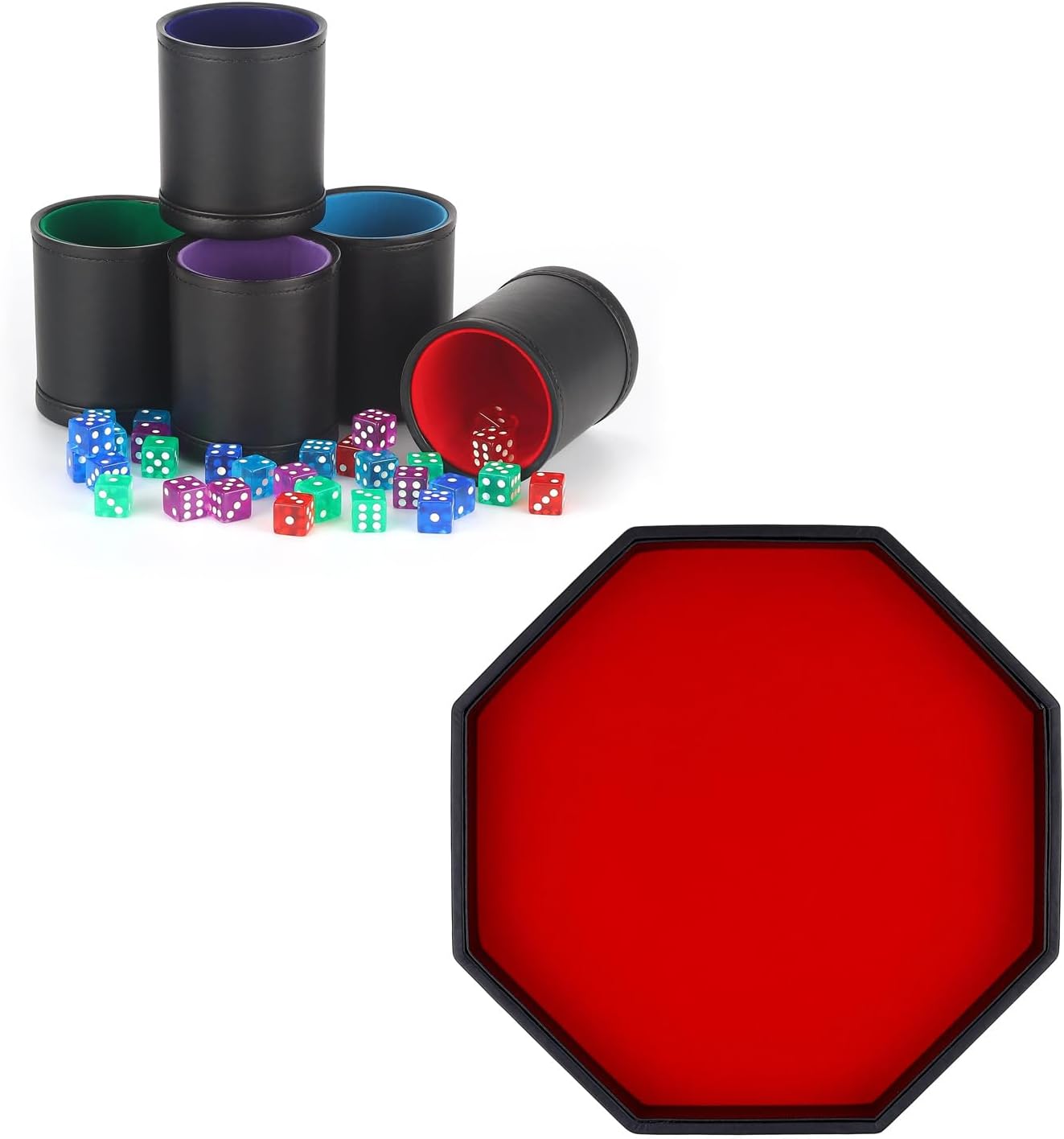 The Bundle of 5 Pack Dice Cup Set and Dice Tray