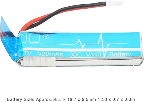 Miniatura 2 de Batería de litio de repuesto 3.7V 520mAh 30C para helicóptero WLtoys XK K110 RC con potencia violenta, vida útil más larga, instalación rápida y