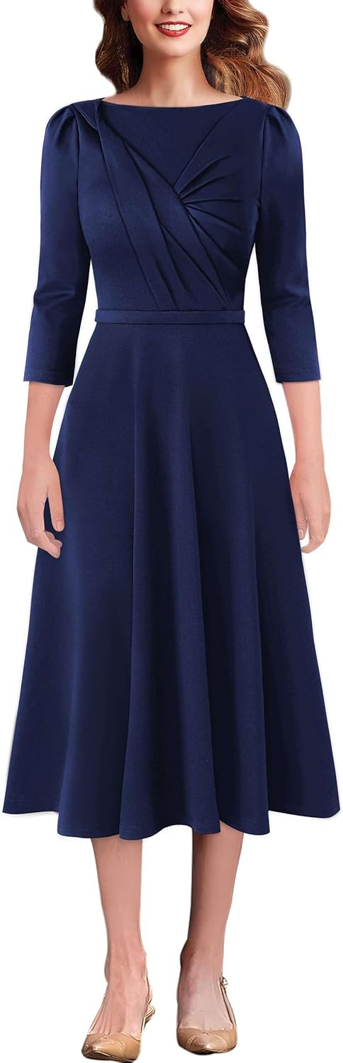 VFSHOW Womens 2024 Business Office Work Professional Elegant Slim Midi A-line Fit and Flare Dress