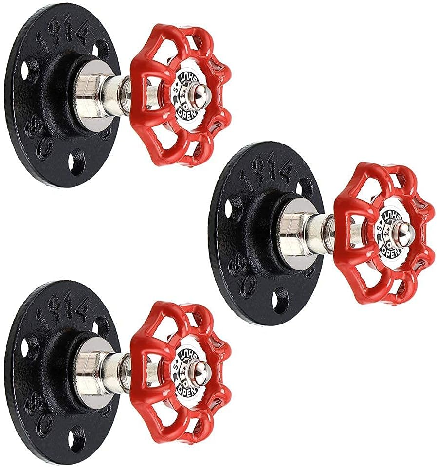 3PCS Vintage Industrial Iron Pipe Coat Hat Hook - Wall Mounted Retro Pipe Hook Hanger Holder Hanging Storage Rack for Robe Towel Bag Umbrella Antique Home Decoration Decor (Color : Black)