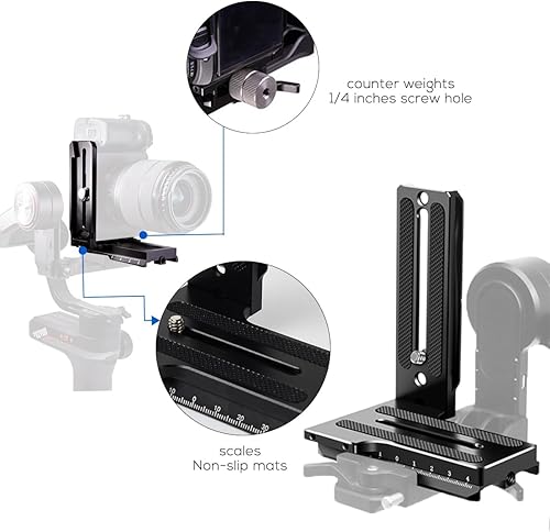 Miniatura 5 de Placa de liberación rápida de conmutación horizontal vertical de aluminio para Zhiyun Weebill-S Crane 2/3 estabilizador cardán trípode monopie y SLRs