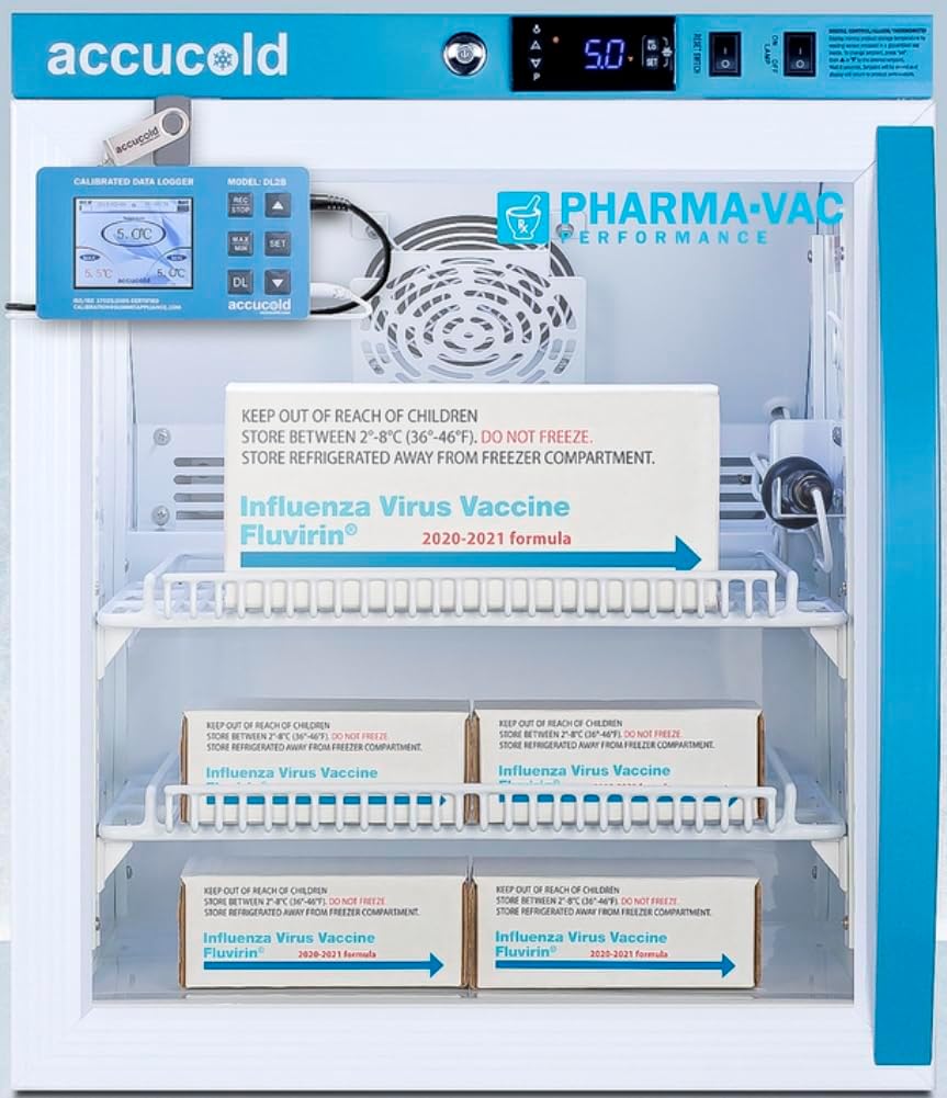 Summit Appliance ARG2PVDL2BLHD Performance Series 2 Cu.Ft. Countertop Glass Door All-Refrigerator, White, Auto Defrost, Digital Data Logger, Password Protection, Left Hand, 22.25"H x 18.5"W x 23.25"D