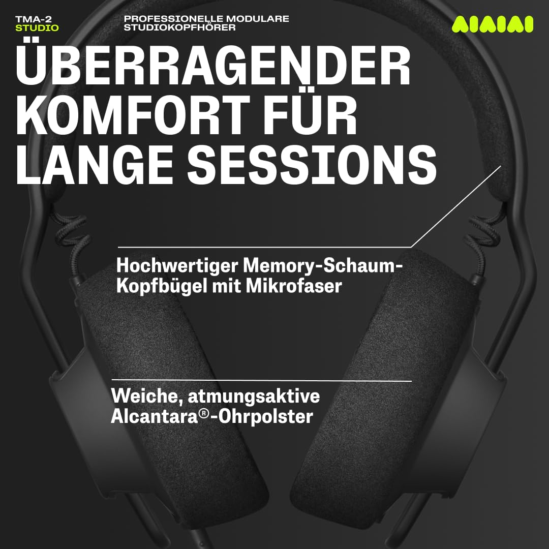 AIAIAI TMA-2 Studio – Professionelle Studio-Kopfhörer mit äußerst detailliertem Klang, Over-Ear-Ohrpolstern aus Alcantara und modularer Bauweise mit leicht austauschbaren Komponenten