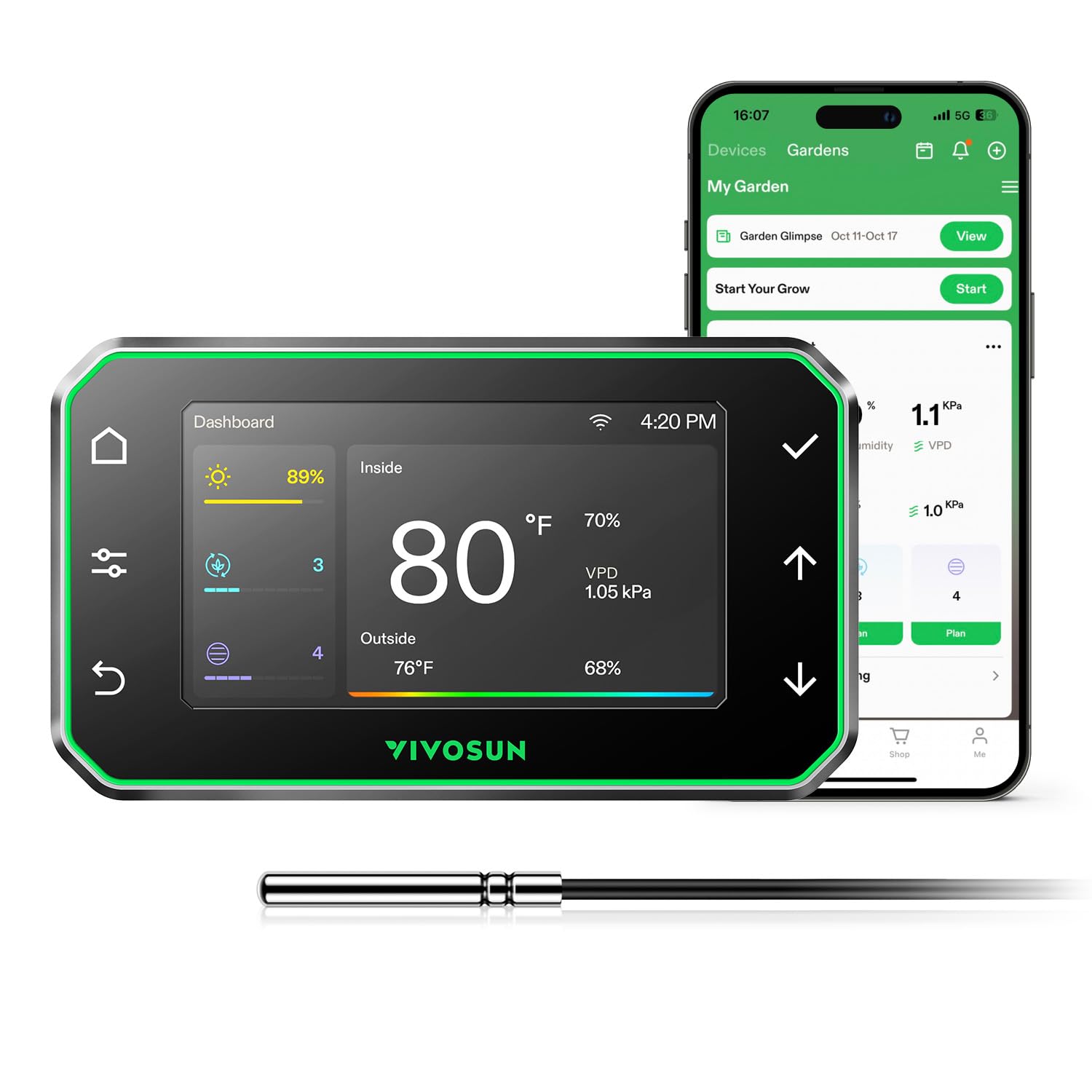 VIVOSUNGrowHub Controller E42A+ for Grow Tent, Smart Environmental WiFi-Controller with Temperature, Humidity, VPD, Timer, Cycle, Schedule Controls, Cooling Ventilation Lighting Programming