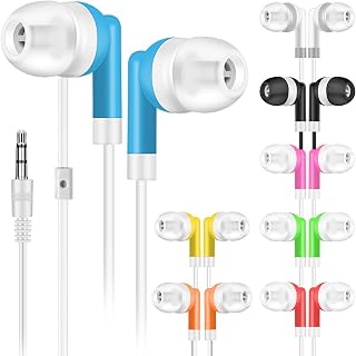 TJZXGUI Bulk Earbuds 64 Pack Multi Colored,Wholesale Wired Earbuds Headphones Earphones for Kids,Individually Bagged,Perfect for Students,Schools,Classroom,Hospitals,Hotels,Library,Museums