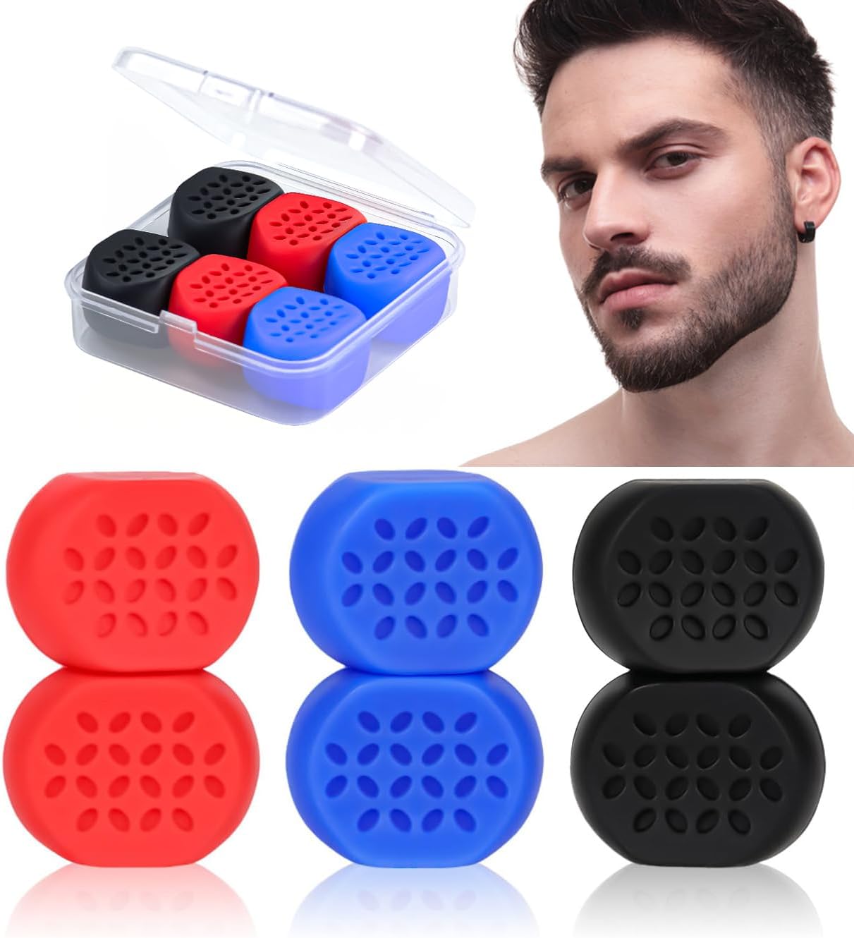 MelodySusieJaw Exerciser for Men&Women, 3 Resistance Levels Silicone jawline Shaper, Sculpt and Define Your Jawline,Say Goodbye to Double Chin,Look Younger and Healthier(6Pcs)