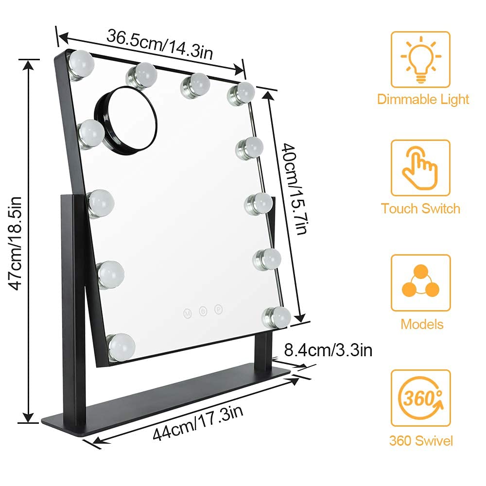 Depuley Makeup Vanity Mirror with Lights with 12 Dimmable LED Lights