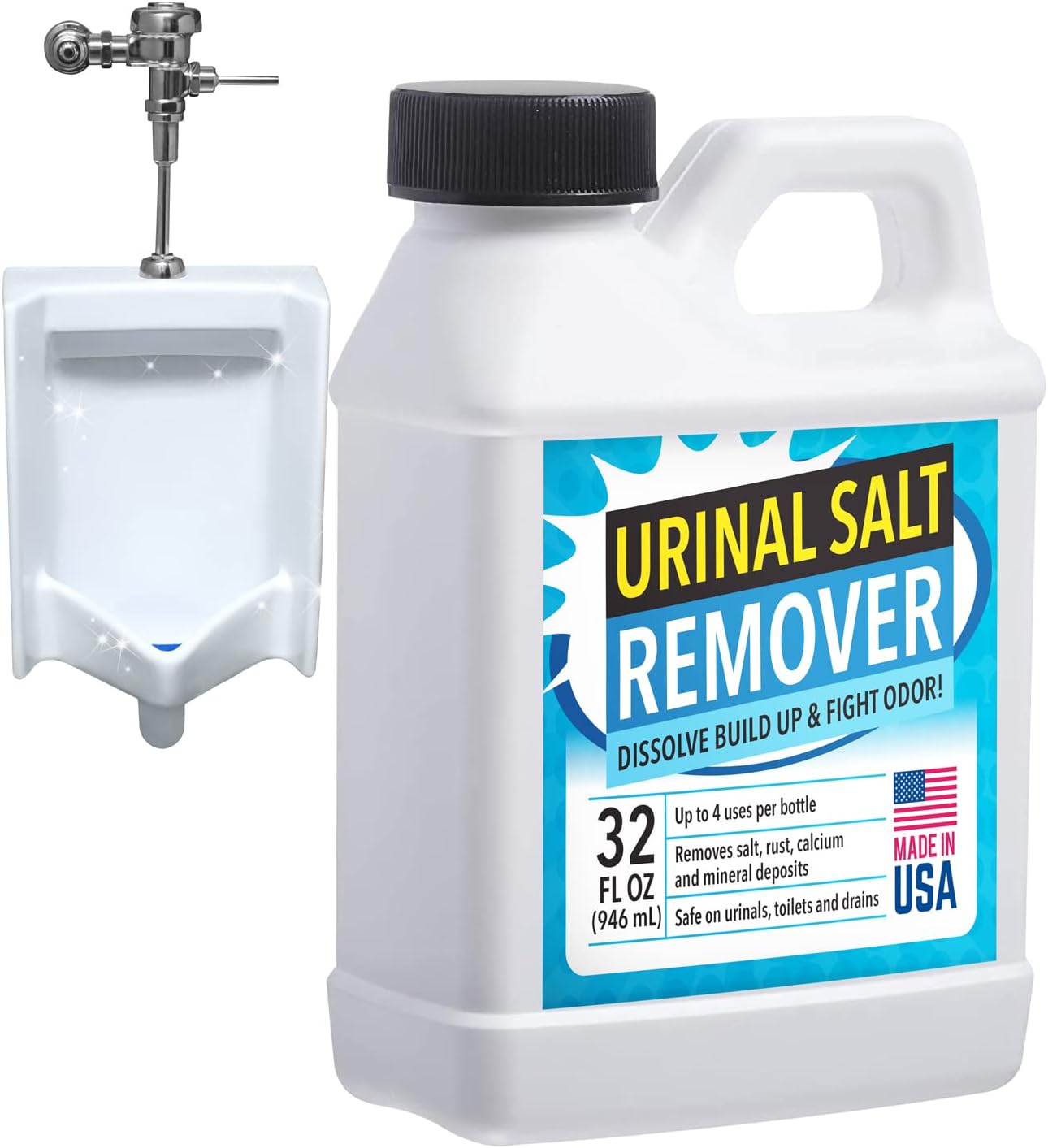 Urinal Cleaner & Pipe Descaler - 32 Fl Oz, Liquid, Unscented Odor Neutralization & Urine Odor Eliminator - Heavy-Duty Scale Remover & Urinal Salt Remover