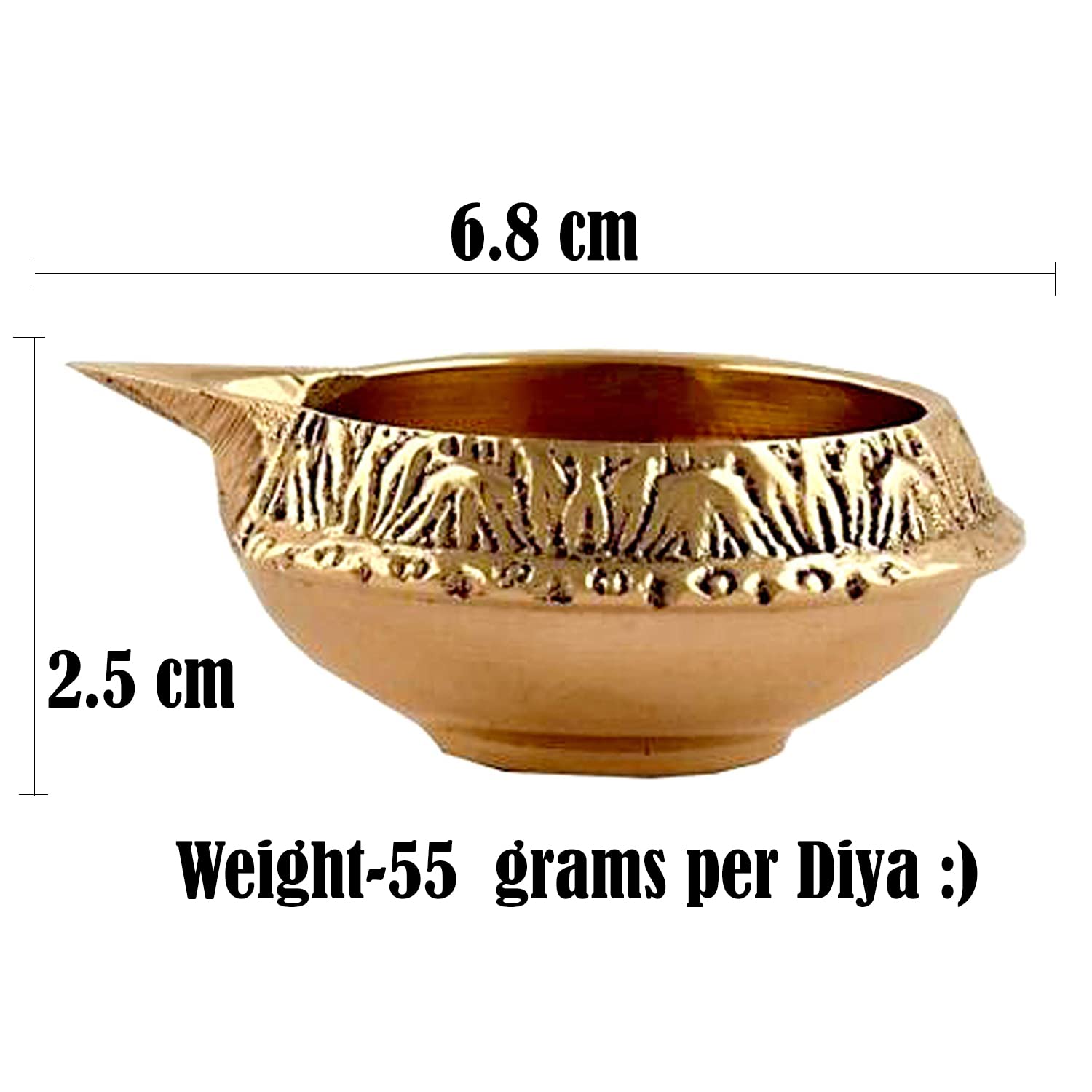 Shiv Shakti Arts Brass Diya for Puja Oil Lamp, Brass Diwali diyas , Puja Items for Diwali Decor - Deepak for Pooja Diwali Decorations Items, Diwali Lamps (Gold_6.8 X 4.5 X 2.5 cm) (Set of 50)