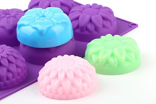 Miniatura 8 de Moldes de silicona con forma de flor, 3 paquetes de 6 bandejas de cavidades para pastel casero, molde para cupcakes, forma de fondant, decoración de
