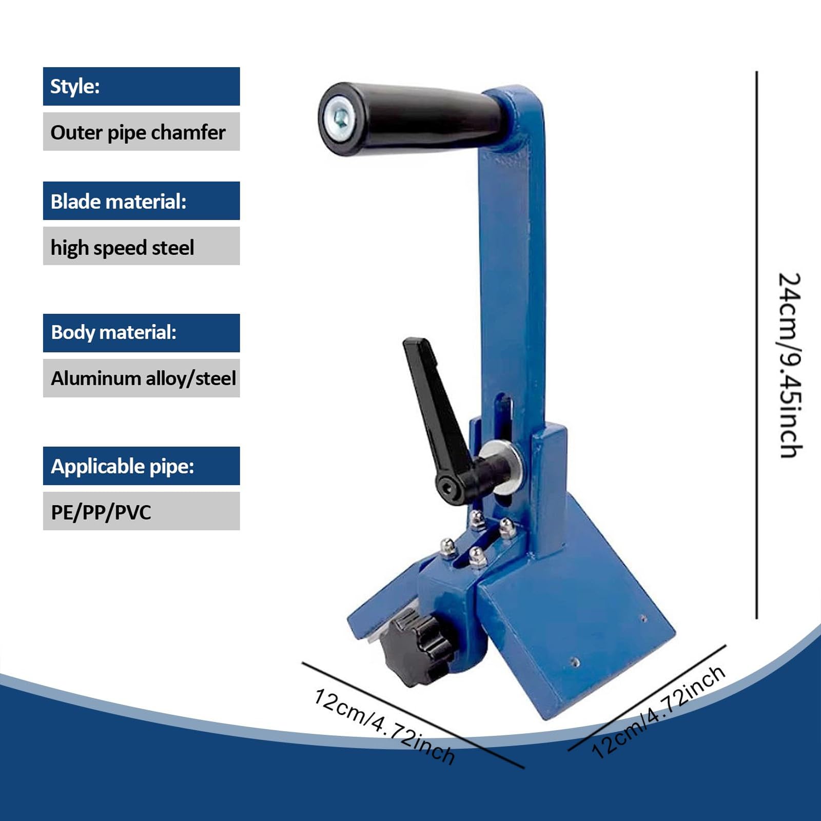 Herramienta de biselado para tubos de PPR, PE y PVC reforzados, herramienta de fontanería para tubos de pared delgada de hasta 315mm de diámetro, dispositivo para biselar tubos redondos