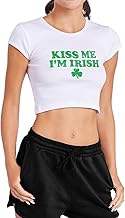 Popfunk St Patrick's Day Kiss Me I'm Irish Women's Cap Sleeve Baby Rib Crop Top