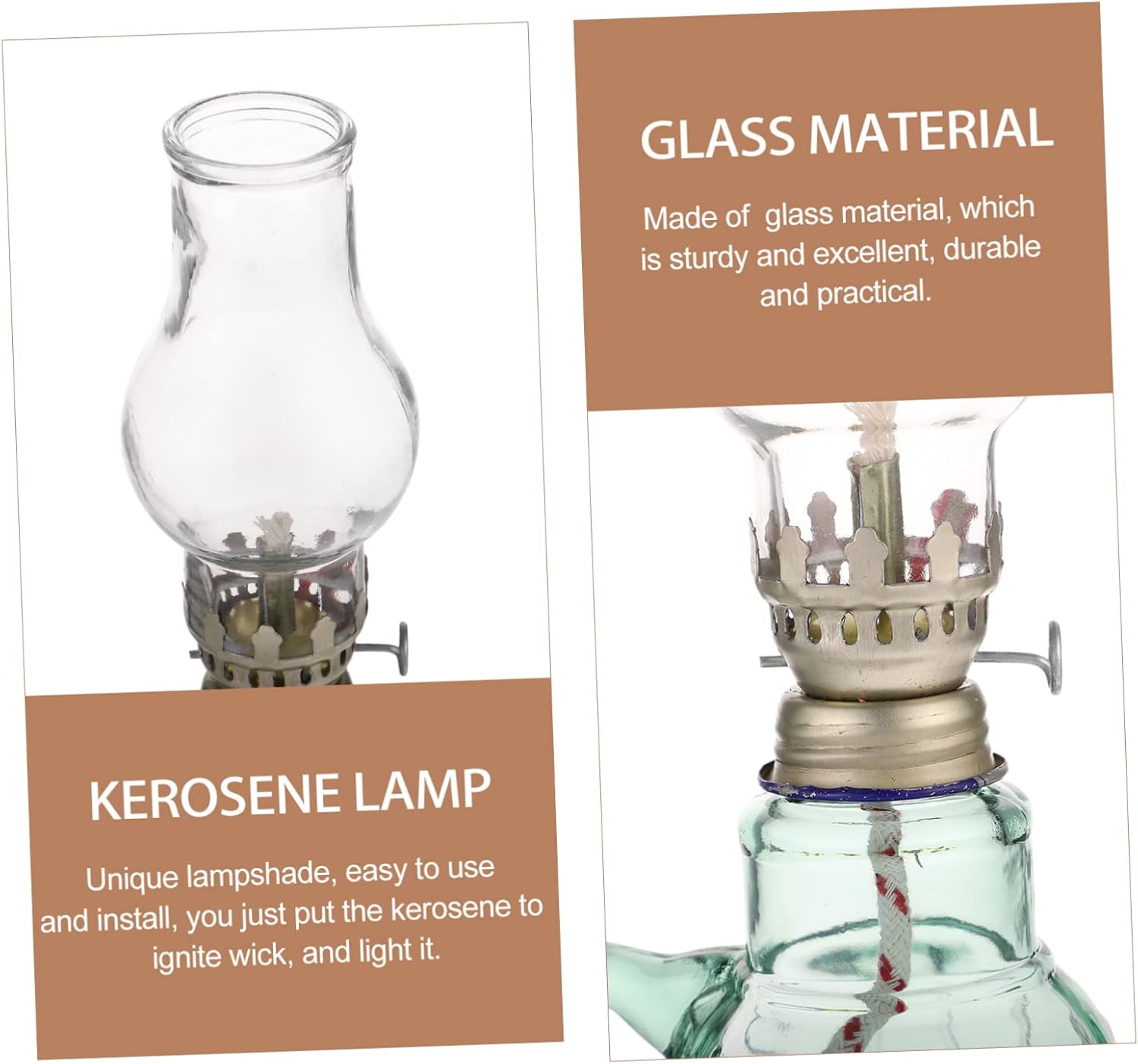 Garneck Vintage Glass Kerosene Lamp Adjustable Oil Light for Indoor Use Home Decor Bedroom Living Room and Temple Emergency Lighting Transparent Windproof Design
