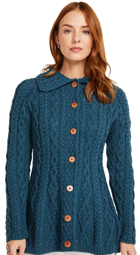 Irish Cardigan for Women 100 Supersoft Merino Wool Sweater with Buttons Made in Ireland