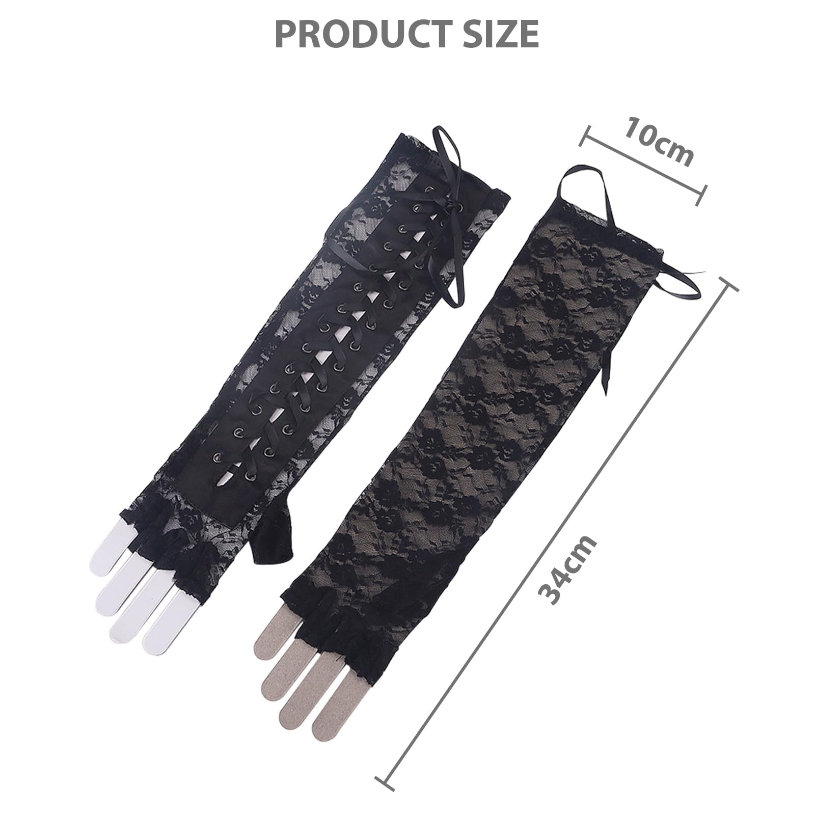 COZERI Gothic Black Lace Gloves - Image 2
