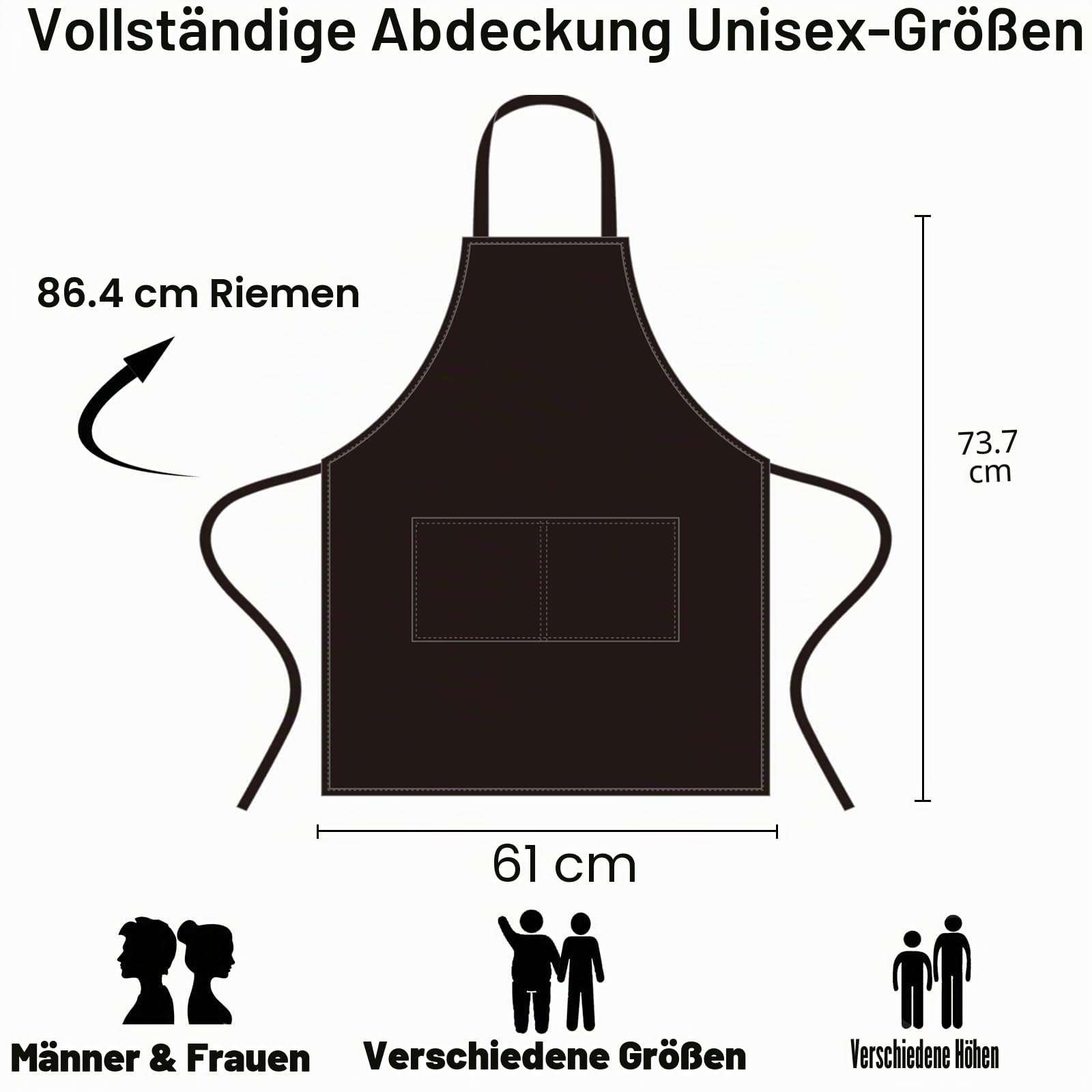 NOBONDO Kochschürze, Unisex, mit 2 geräumigen Taschen, maschinenwaschbar, für Küche, Basteln, Grillen, Zeichnen, schwarz, 12 Stück