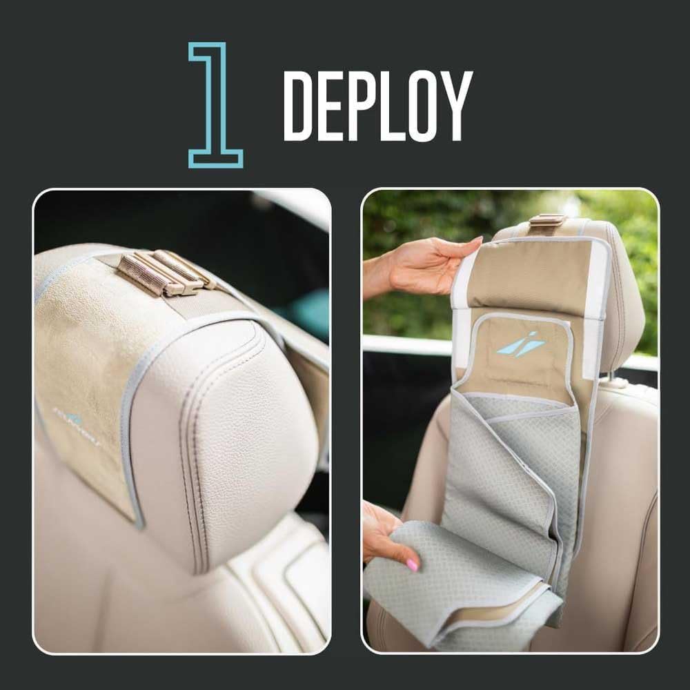 Stowable Waterproof Car Seat Protectors | Made from 100% Recycled Textiles | Dirt & Spill Repellent, Slip-Proof Silicone Backing | Machine Washable Seat Protectors for Car, Truck - Latte