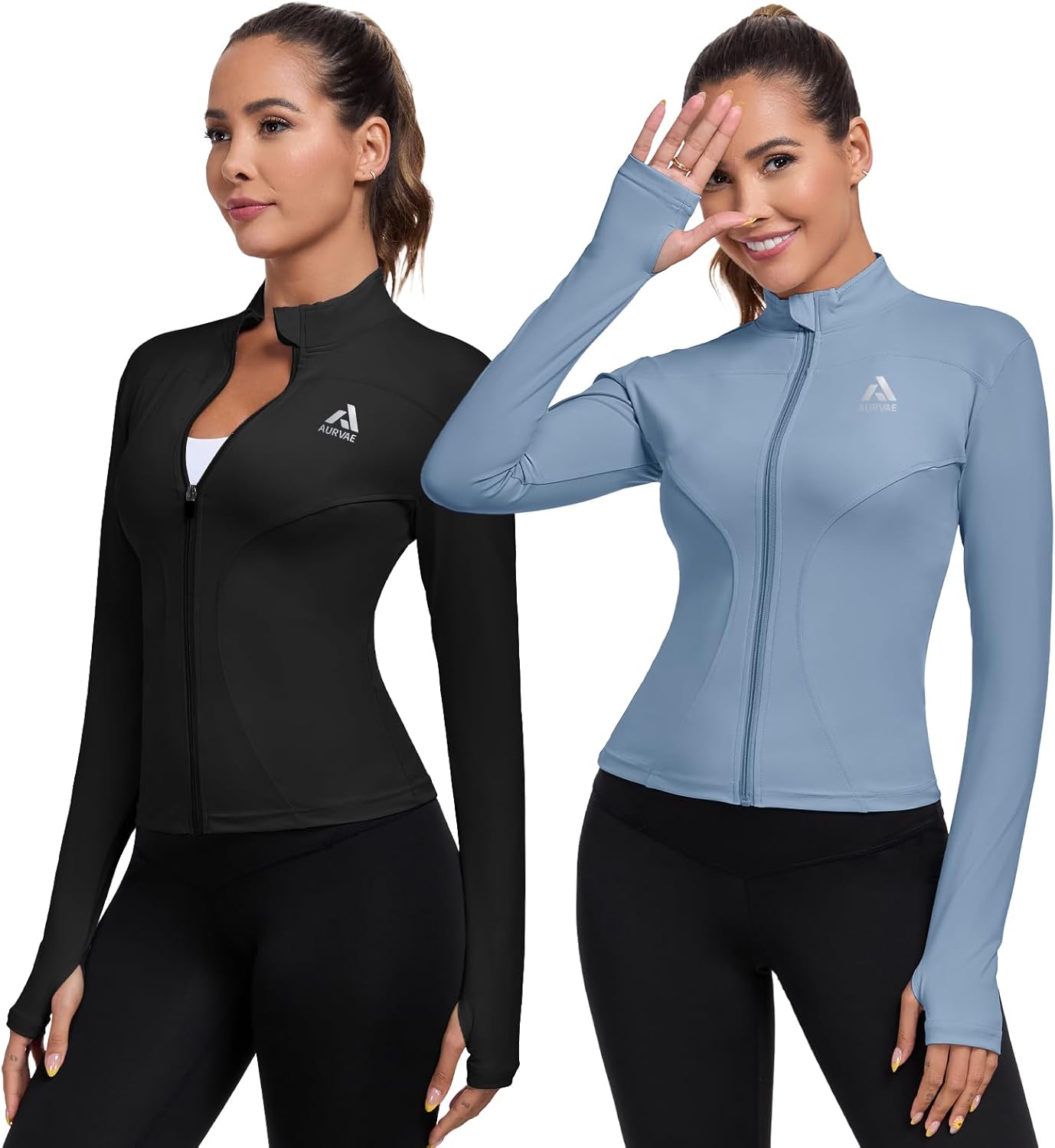 Women’s Workout Jacket, Womens Cropped Lightweight Running Jackets, Zip Slim Fit Athletic Tops for Gym, Yoga, Jogging