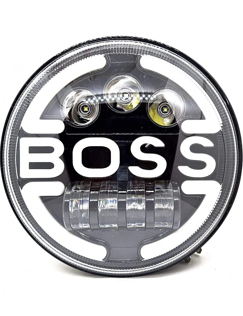 True Vision Design 7 Inch LED Boss Headlight for Mahin-DRA Thar, HAR-Ley DA.VID-Son, Roy.AL-ENFI-ELD, Bullet 350, Bullet Electra, Classic Tvnewmix134