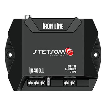 Stetsom IR 400.1 2 Ohms Compact Digital Mono Amplifier, Iron LINE, 400 Watts RMS 400x1, 2 Stable, Monoblock Digital Car Audio Amp TS, Full-Range Sound Quality, Crossover