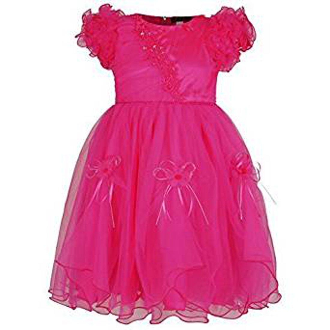 KCL LondonGirls Party Dress Flower Christening Communion Formal Party Wedding Bridesmaid Colour: Cerise Size: 13 Years