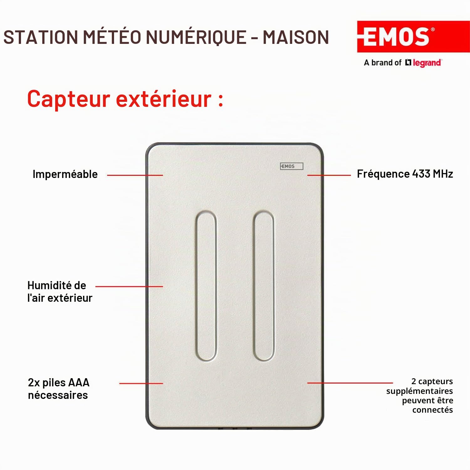 EMOS E6018 Station météo Radio avec capteur extérieur et écran Tactile Couleur + Bloc d'alimentation 13 Fonctions : thermomètre, hygromètre, baromètre, prévisions météo, Horloge Radio