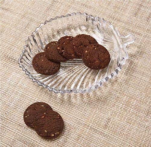 Image of CRIYALE Leaf Shape Glass Tray Plate for Serving Dry Fruits, Snacks, Sweets, Chocolates for Home Decoration (Pack of 1)