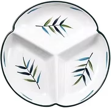 3 Compartment Ceramic Divided Dinner Tray for Home Restaurant Dinner, Microwave Safe and Easy to Stack - 1Pc Color A, Size 7.5"