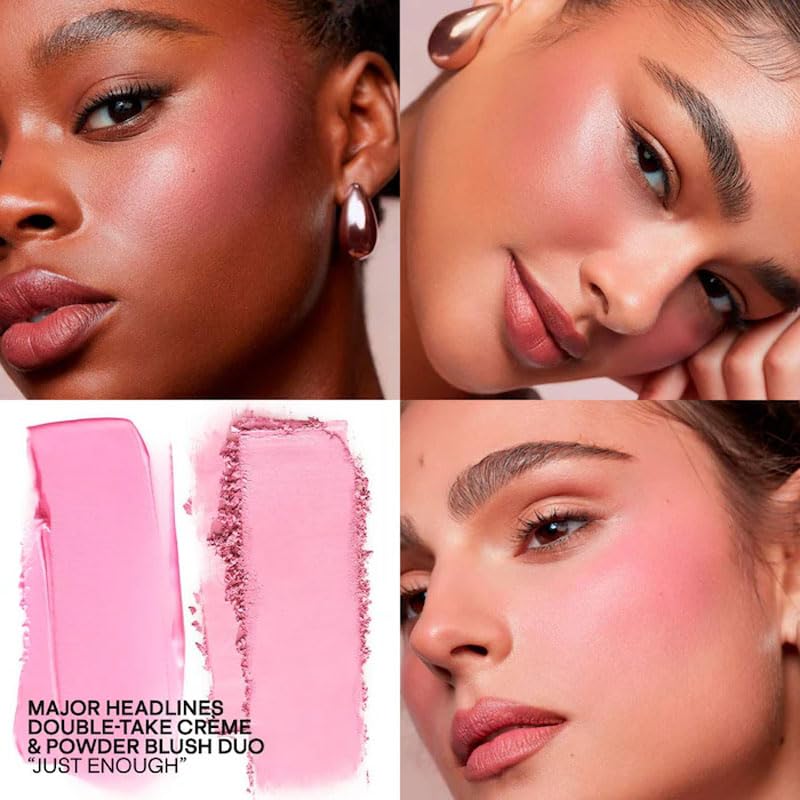 P4trick Ta.- Major Headlines Double-Take Creme & Powder Blush Duo - Versatile Blush for Face, Cream & Powder Formula for Long-Lasting - Color: (Soft Blue Pink)