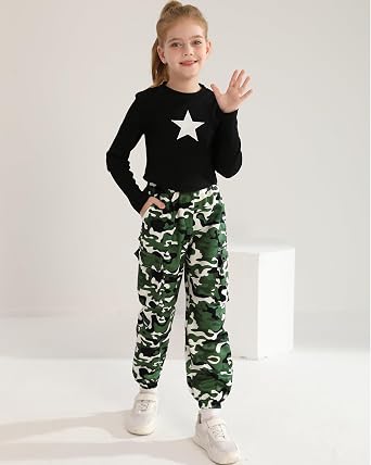 YOURUIKEY Tween Teen Girls Trendy Preppy Clothes Fall Winter Outfits Long Sleeve Crop Top Cargo Pants Clothing Set Size 7-16