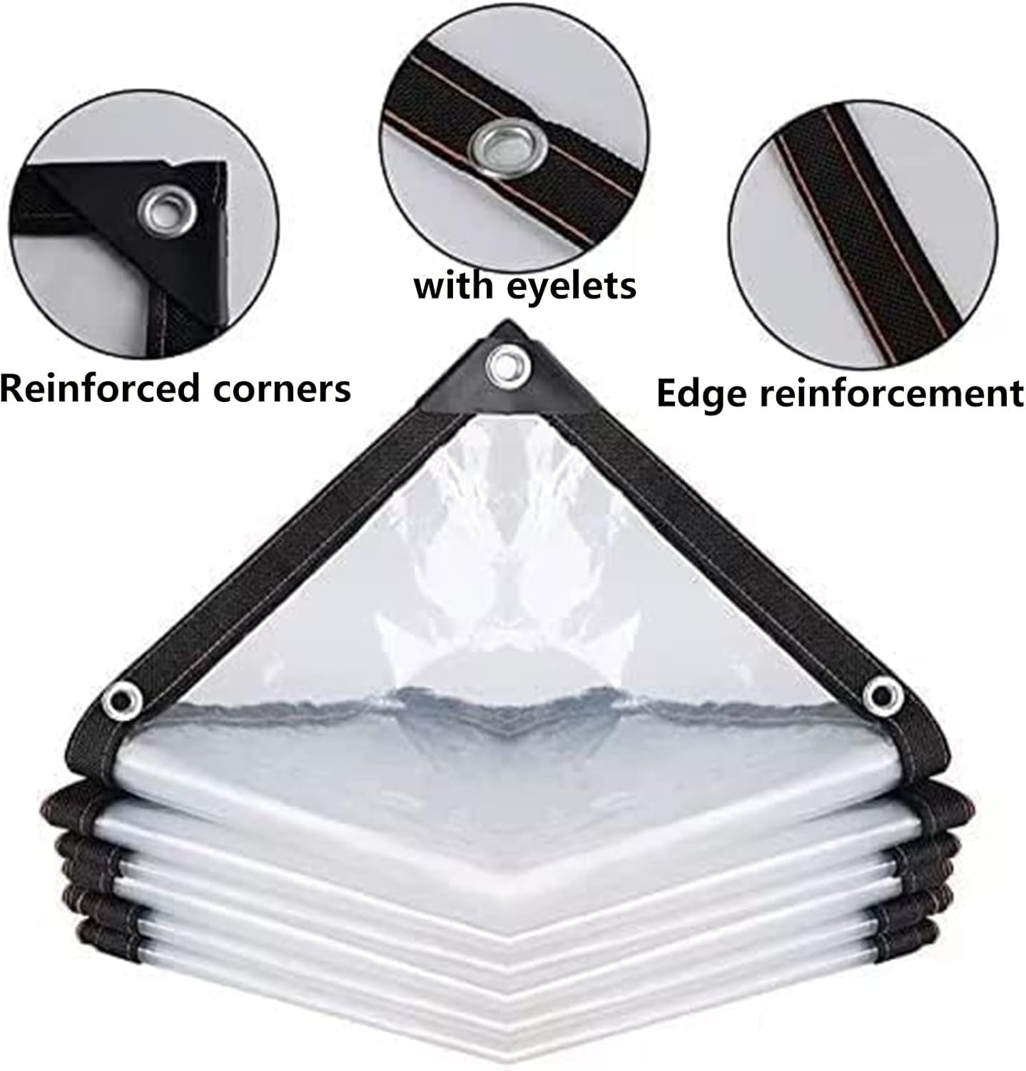 Clear Tarps Waterproof Outdoor Curtains, Pergola Waterproof Side Panels PE Clear Panel Curtains, for Patio, Porch, Gazebos, Plant (Color : Clear, Size : 7'x9'(2x2.8m))
