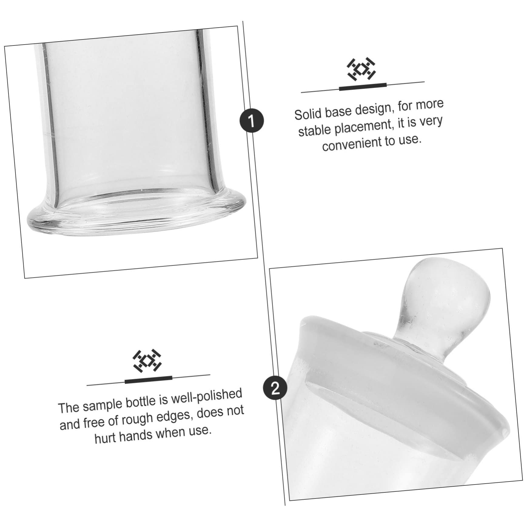 VILLFUL Vial Specimen Bottle Orange Reflector Tape Transparent Laboratory Bottle Apothecary Candy Jar Specific Gravity Bottles Sample Bottle Specimen Storage Bottle Glass