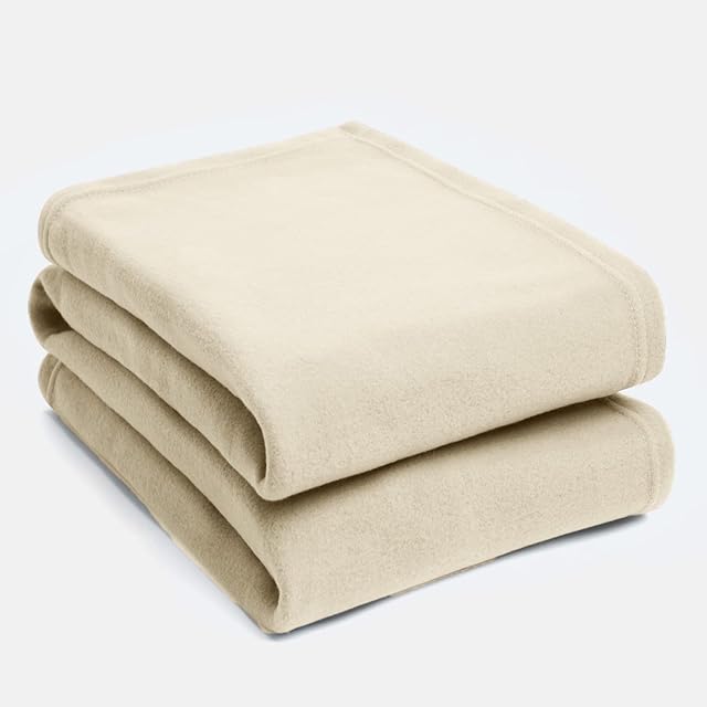 Dreamscene Warm Polar Fleece Throw Over Soft Sofa Bed Blanket Bedspread, Plain Cream - 120 x 150 cm